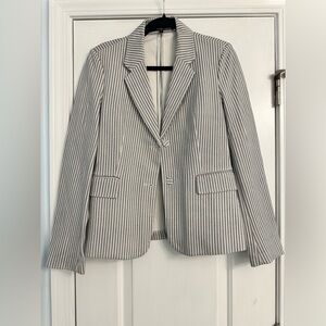 Amanda & Chelsea Pinstripe Blazer in Gray and White
